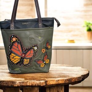 Chala Green Butterfly Tote Bag